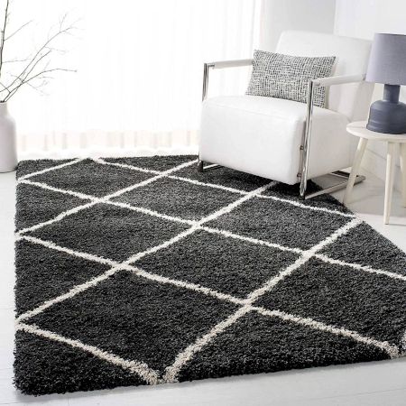 Plush Grey Shaggy Hall Runner